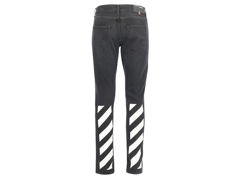 OFF-WHITE Diag Slim Fit Denim Jeans Jeans Black/White