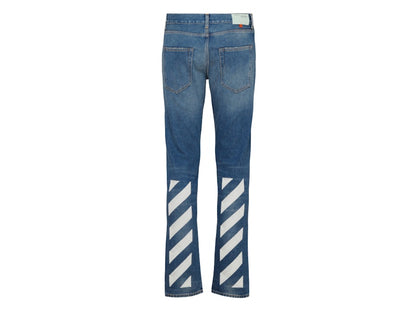 OFF-WHITE Diag Slim Fit Denim Jeans Medium Blue/White