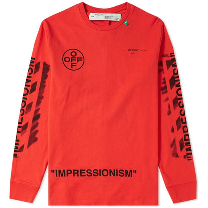 OFF-WHITE Diag Stencil L/S T-shirt Red/Black