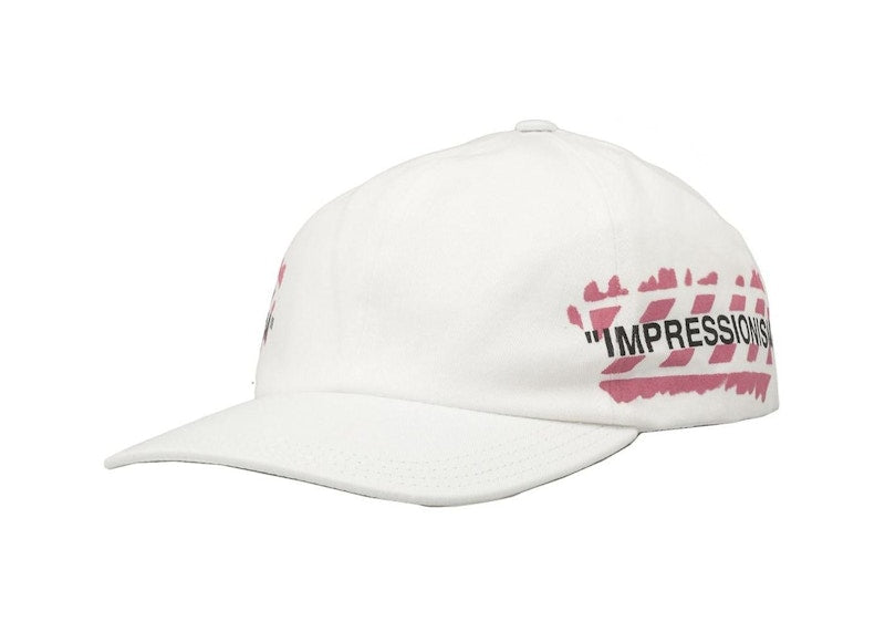 OFF-WHITE Diag Stencil Print Baseball Hat White/Pink