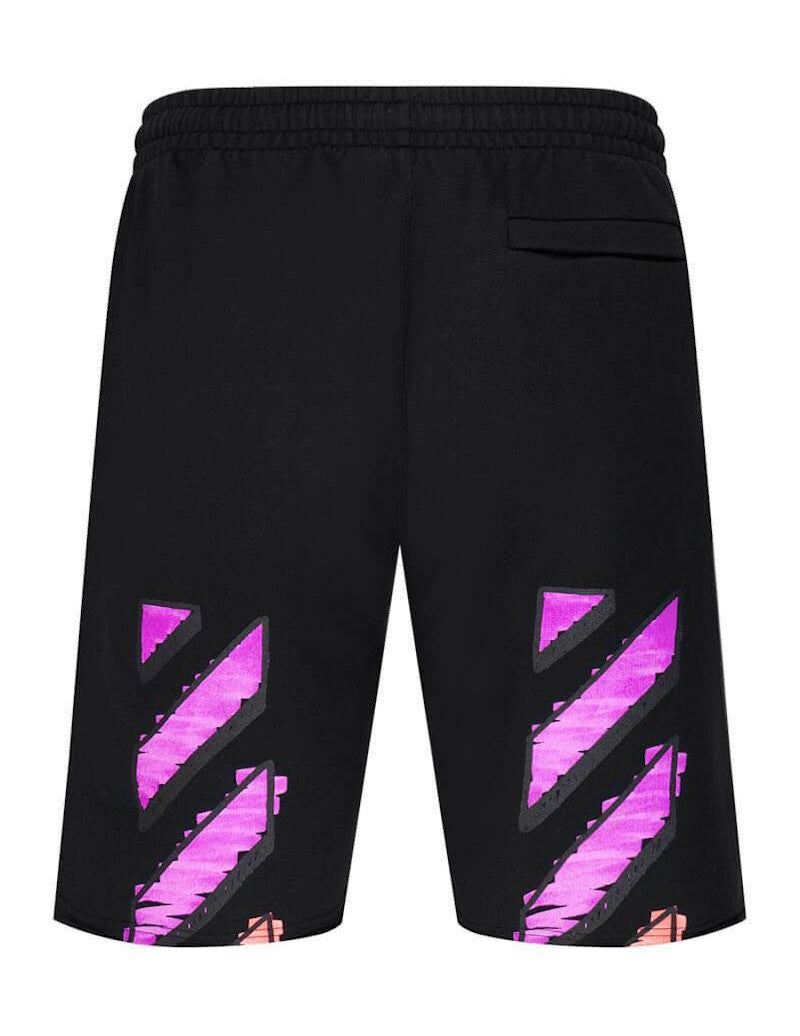 OFF-WHITE Diag Stripe Sweat Shorts Black Fuchsia
