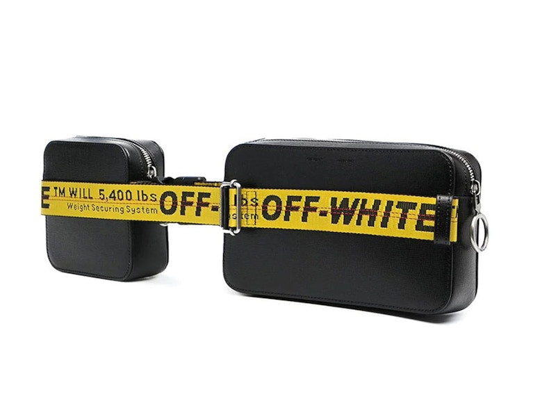 OFF-WHITE Diag Striped Industrial Belt Strap Belt Bag Black/White/Yellow
