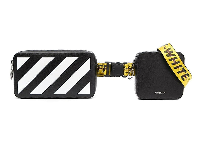 OFF-WHITE Diag Striped Industrial Belt Strap Belt Bag Black/White/Yellow
