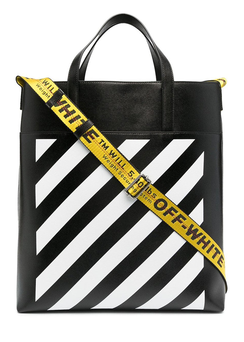 OFF-WHITE Diag Striped Industrial Belt Strap Tote Black/White