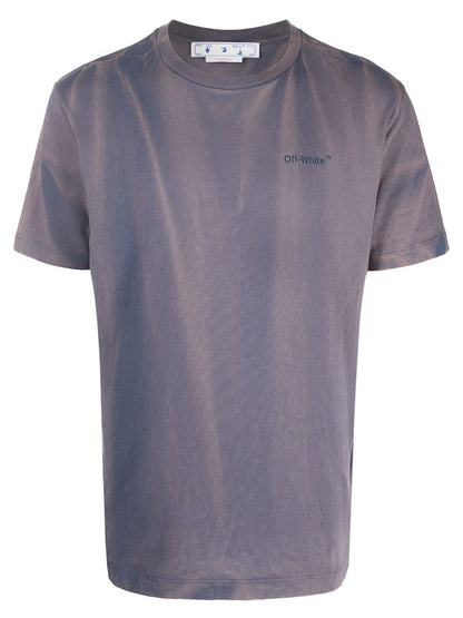 OFF-WHITE Two-Tone Striped Motif Diag Slim Fit T-Shirt Grey/Blue