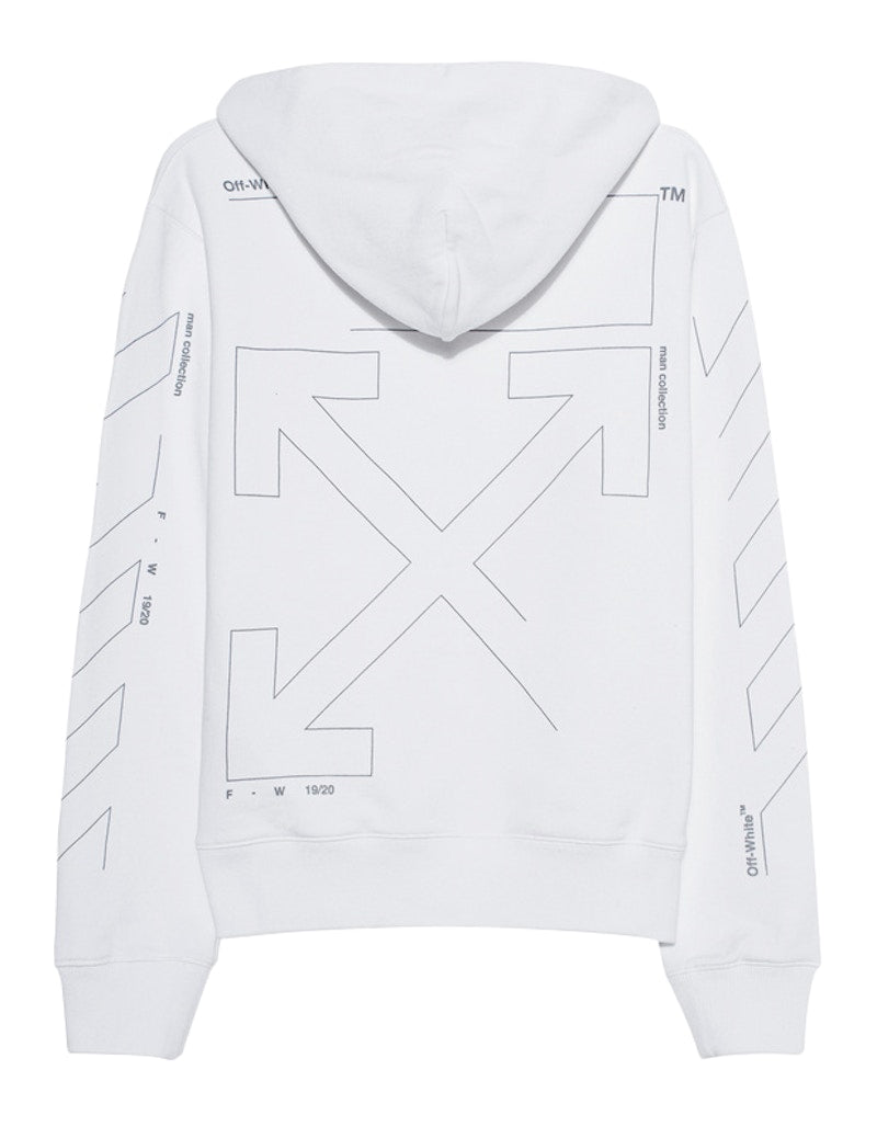 OFF-WHITE Diag Unfinished Hoodie White/Silver