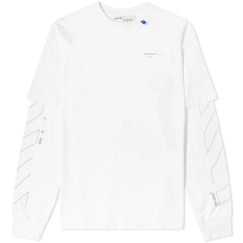 OFF-WHITE Diag Unfinished T-shirt White/Silver