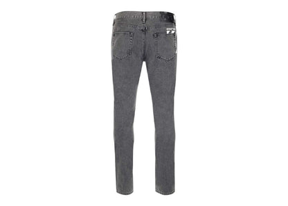 OFF-WHITE Diag-stripe Print Slim Fit Jeans Grey/White