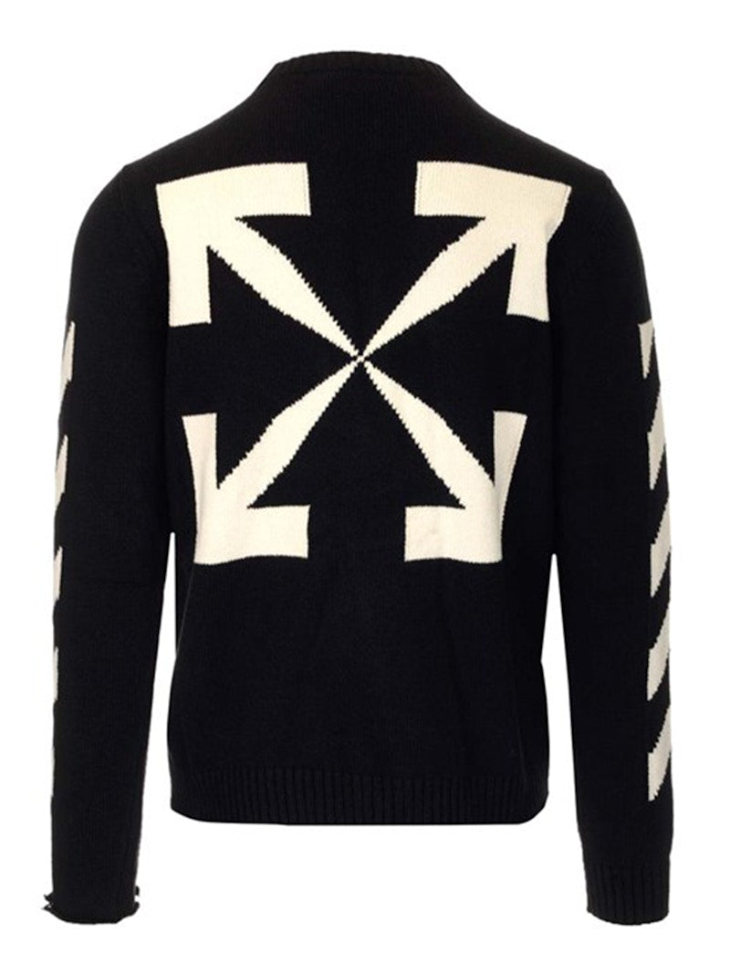 OFF-WHITE Diagonal Crewneck Knit Black/White
