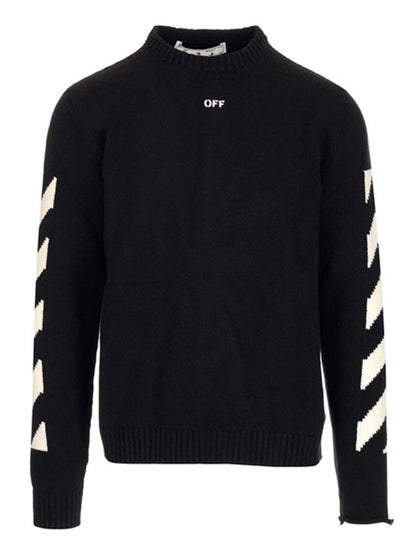 OFF-WHITE Diagonal Crewneck Knit Black/White
