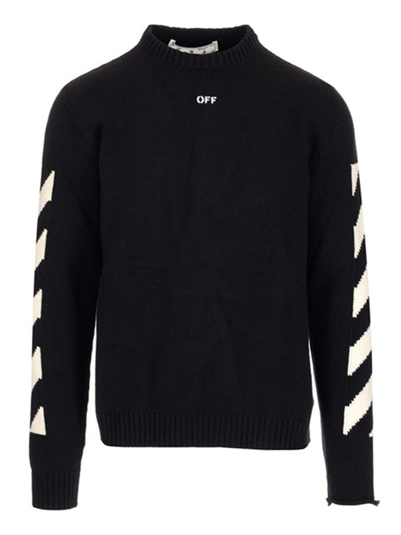 OFF-WHITE Diagonal Crewneck Knit Black/White