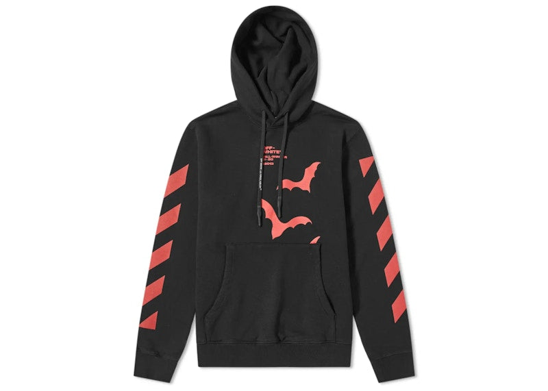 OFF-WHITE Diagonal Sleeve Bats Slim Fit Hoodie Black Red