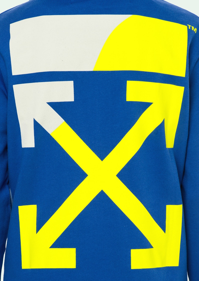 OFF-WHITE Diagonal Split Logo Hoodie Blue/Multicolor