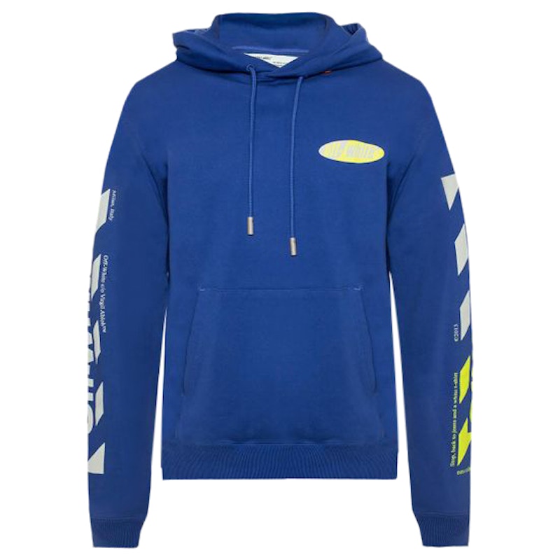 OFF-WHITE Diagonal Split Logo Hoodie Blue/Multicolor