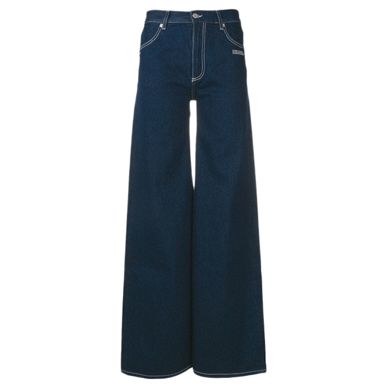 OFF-WHITE Flared Wide Leg Denim Jeans Blue