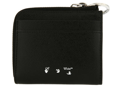 OFF-WHITE Diagonal Stripe Zip Wallet Black/White