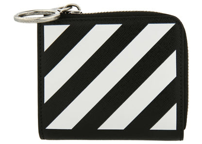 OFF-WHITE Diagonal Stripe Zip Wallet Black/White