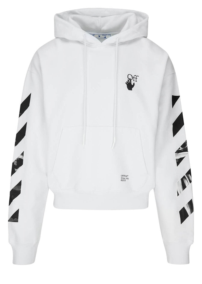 OFF-WHITE Diagonal Stripes Caravaggio Saint Jerome Writing Arrows Hoodie White/Black