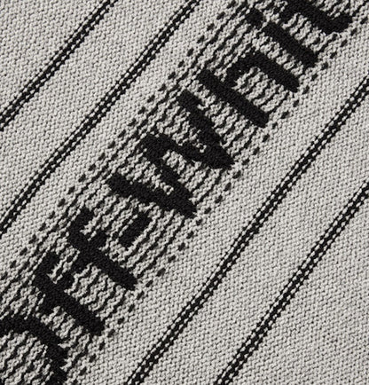 OFF-WHITE Distressed Logo Intarsia Sweater Grey/Black