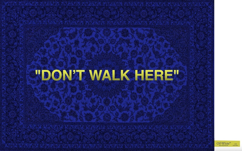 OFF-WHITE "Don't Walk Here" Rug  Deep Blue/Yellow