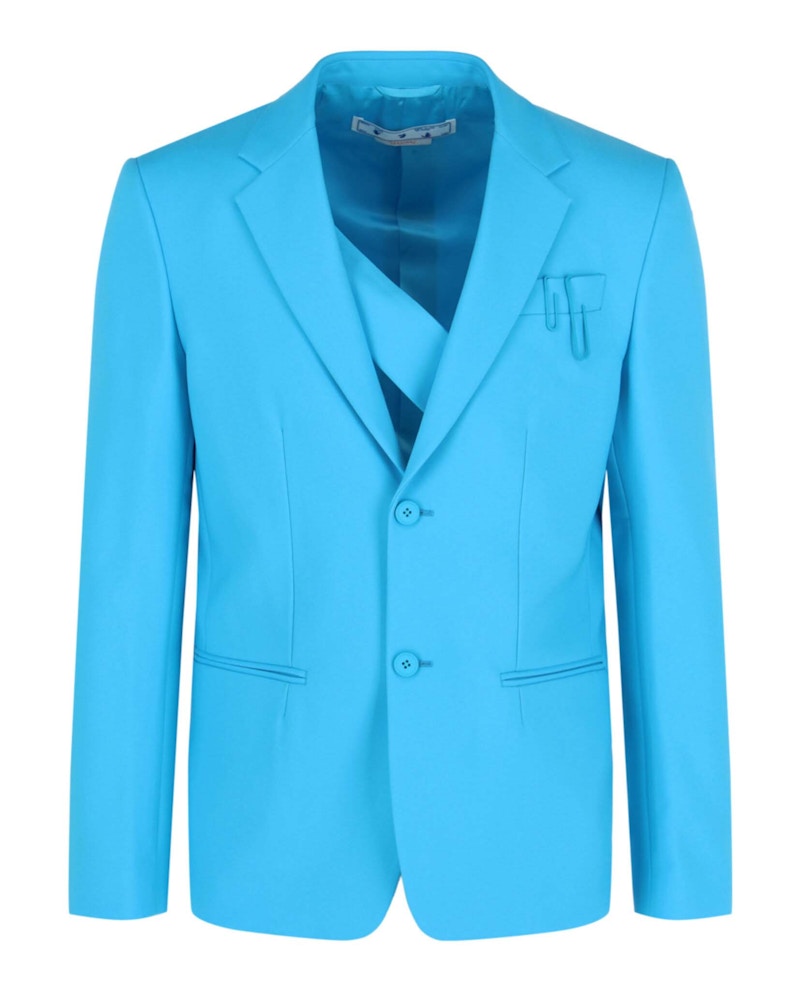 OFF-WHITE Double Pap 2butt Drill Blazer Blue