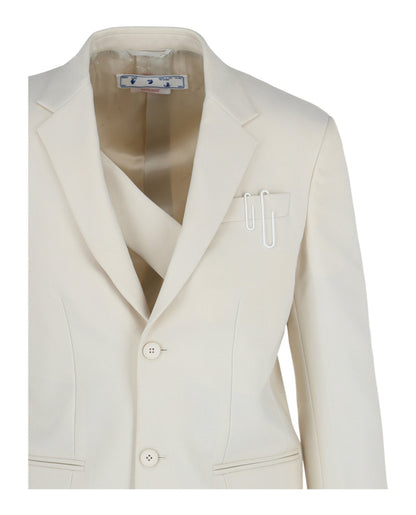 OFF-WHITE Double Pap 2butt Drill Blazer White