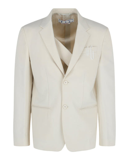 OFF-WHITE Double Pap 2butt Drill Blazer White