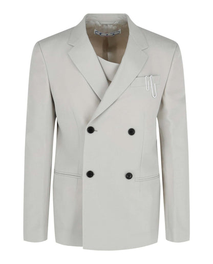 OFF-WHITE Double Pap Relaxed Double-Breasted Blazer White