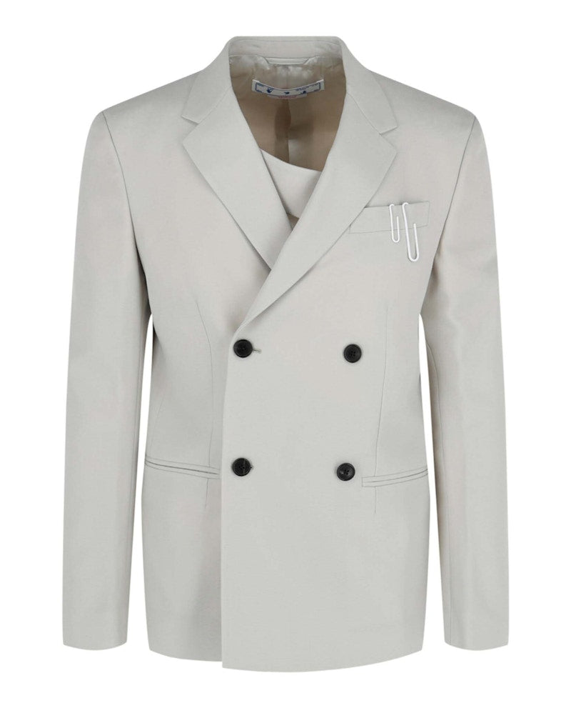OFF-WHITE Double Pap Relaxed Double-Breasted Blazer White