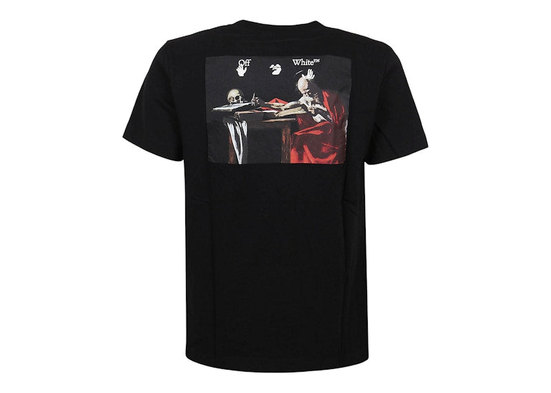 OFF-WHITE Drowning Man Logo Caravaggio Saint Jerome Writing Print T-Shirt Black/Multi