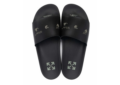 OFF-WHITE Drowning Man Logo Slides Black Khaki