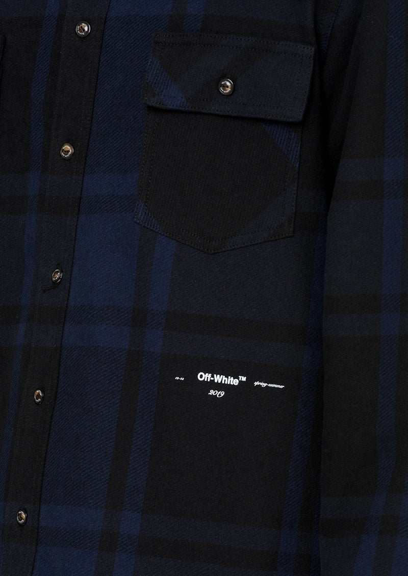 OFF-WHITE Embellished Checkered Flannel Shirt Blue/Black