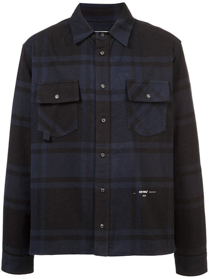 OFF-WHITE Embellished Checkered Flannel Shirt Blue/Black