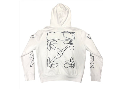 OFF-WHITE Embroidered Abstract Arrows Zip Hoodie White