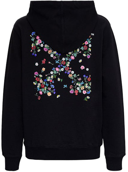 OFF-WHITE Embroidered Floral Arrow Hoodie Black