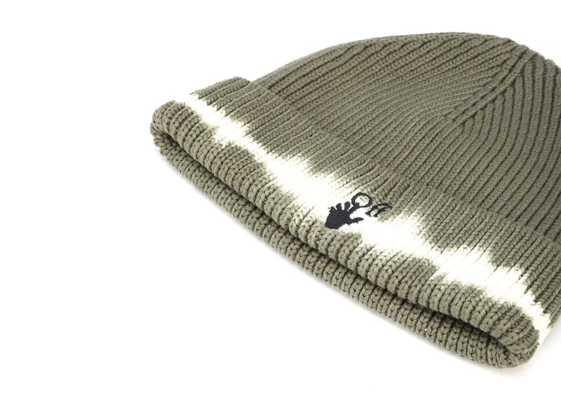 OFF-WHITE Embroidered Hands Off Logo Beanie Khaki White