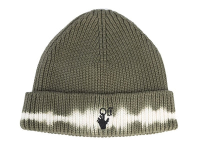 OFF-WHITE Embroidered Hands Off Logo Beanie Khaki White