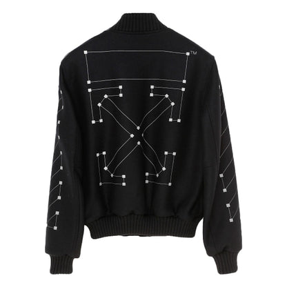 OFF-WHITE Embroidered Unfinished Arrows Varsity Jacket Black