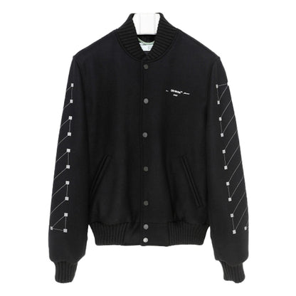 OFF-WHITE Embroidered Unfinished Arrows Varsity Jacket Black