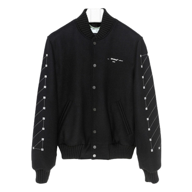 OFF-WHITE Embroidered Unfinished Arrows Varsity Jacket Black