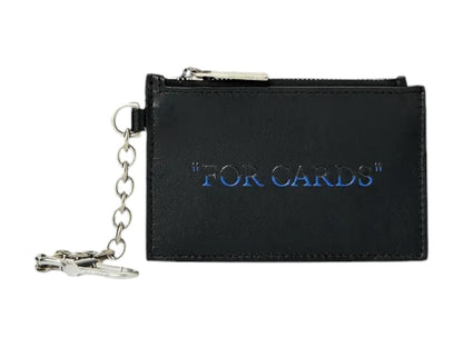 OFF-WHITE "FOR CARDS" Quote Bookish Key Ring Card Case Black/Blue