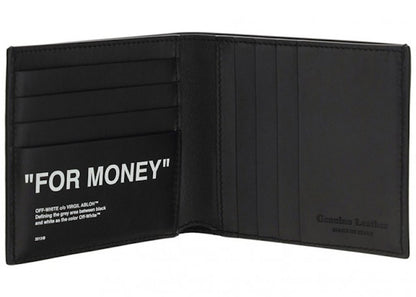 OFF-WHITE "FOR MONEY" Printed Bi-Fold Wallet (8 Card Slots) Black
