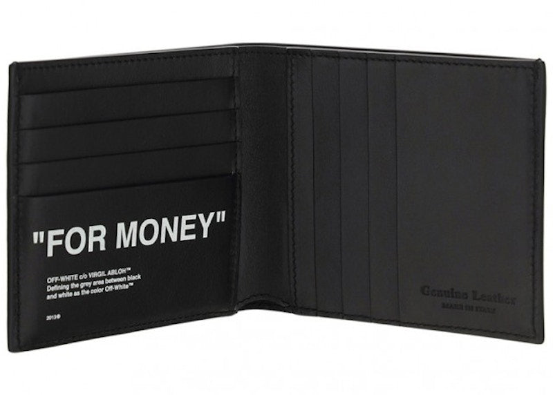 OFF-WHITE "FOR MONEY" Printed Bi-Fold Wallet (8 Card Slots) Black