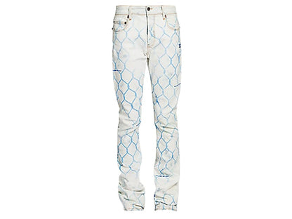 OFF-WHITE Fence Bleached Skinny Fit Denim Jeans Bleach/Light Blue