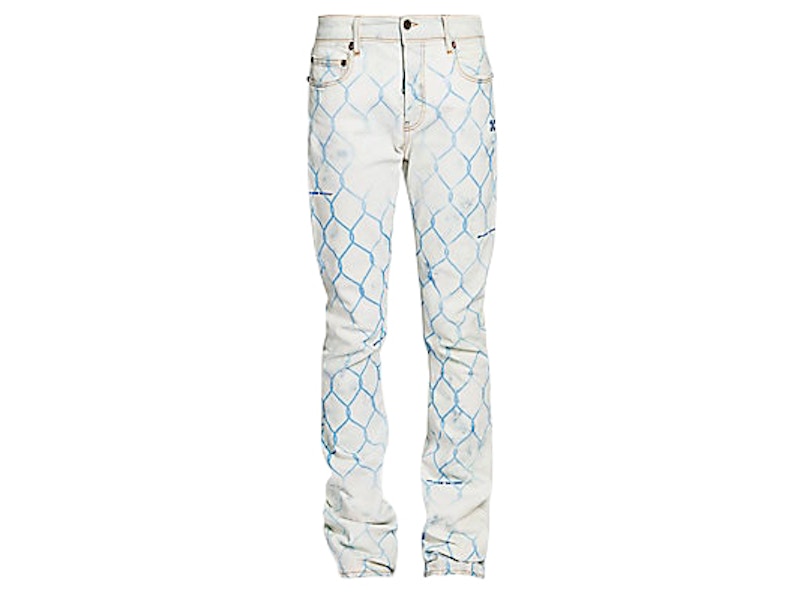 OFF-WHITE Fence Bleached Skinny Fit Denim Jeans Bleach/Light Blue