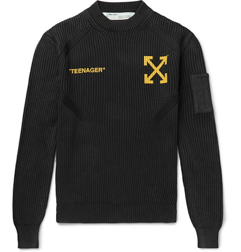 OFF-WHITE Flamed Bart Knit Sweater Black