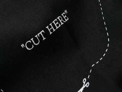 OFF-WHITE Flared Cut Here Print Pants Black/White
