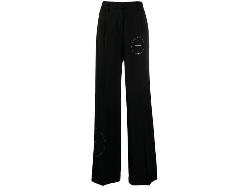 OFF-WHITE Flared Cut Here Print Pants Black/White