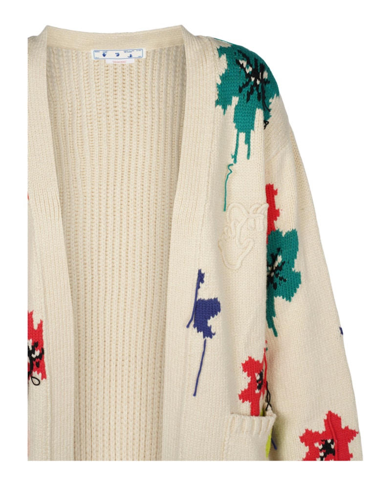 OFF-WHITE Floral Knitted Cardigan Multi