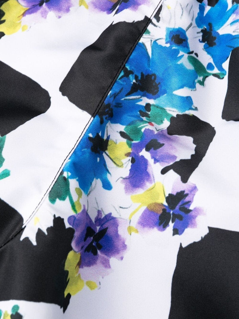 OFF-WHITE Floral-Print Checked Swim Shorts Black/White-Multi